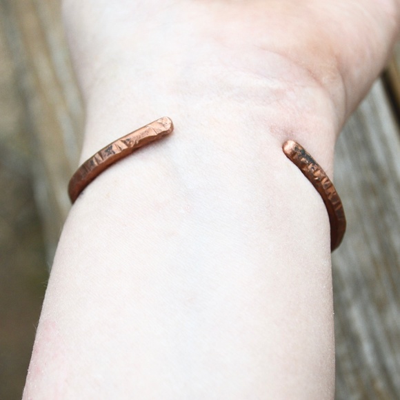 Mookite Jasper Solid Copper Healing Cuff Bracelet Wire Wrapped Bohemian Natural - Picture 6 of 6